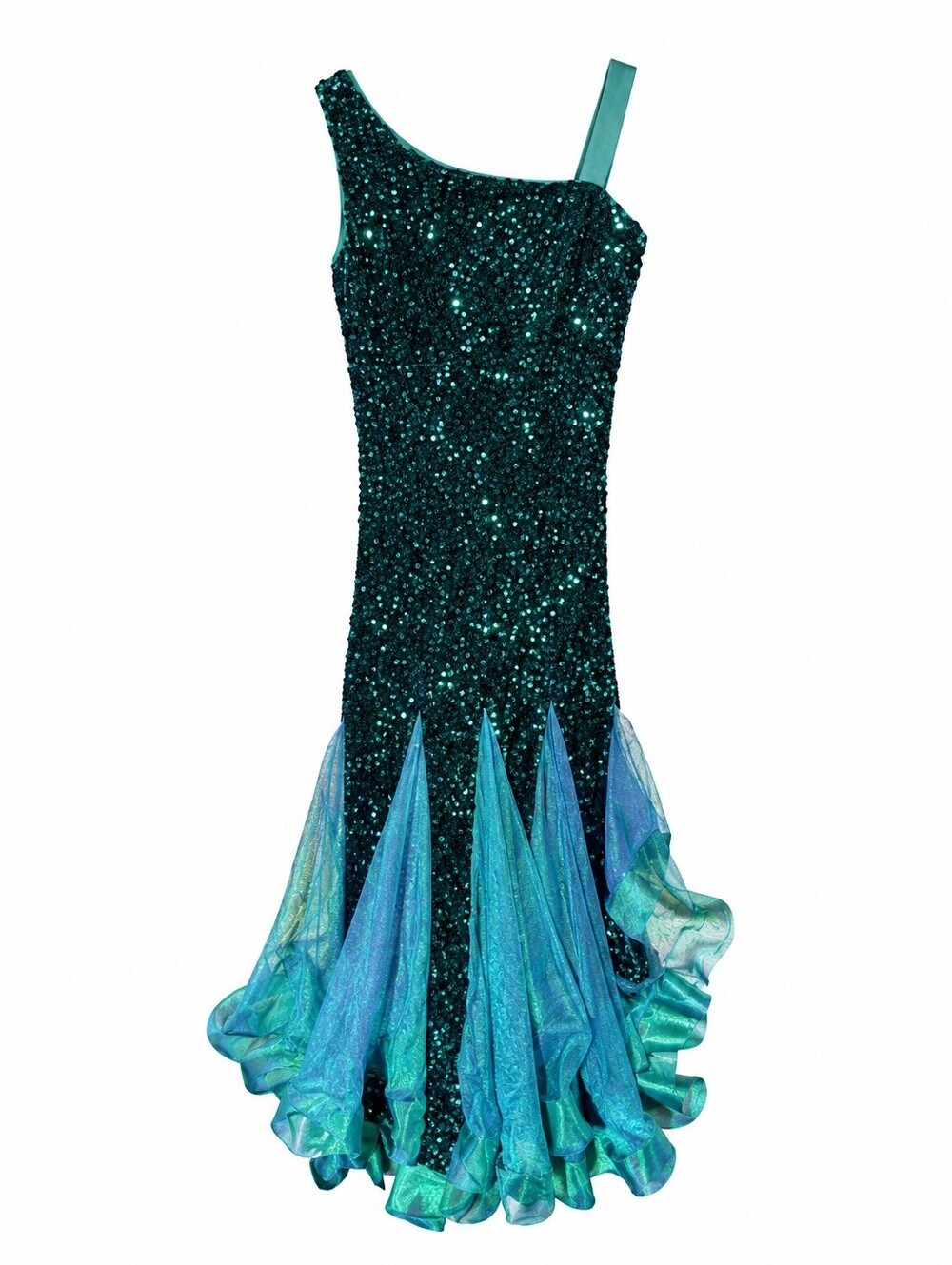 Alisa & Leo Emerald Sequin Mermaid Formal Gown Prom Dress One Shoulder 11Y - Picture 2 of 14